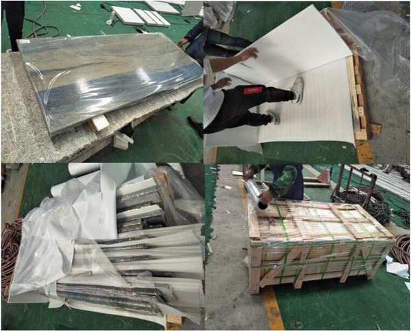 blue quartzite slabs packing