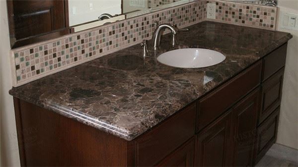 brown marble vanity top for bathroom