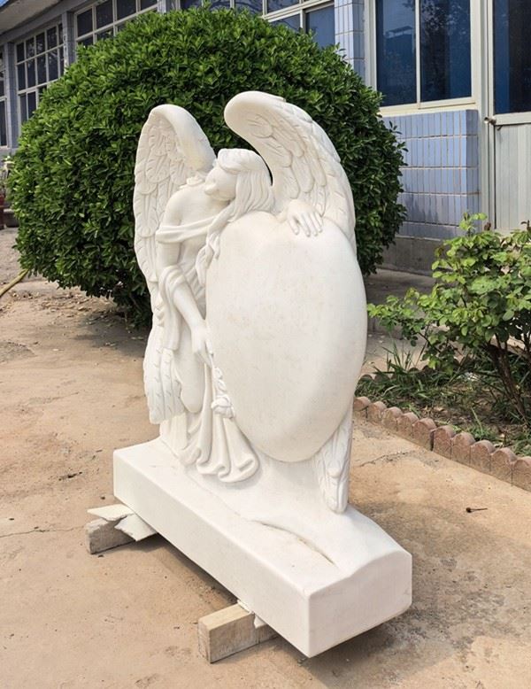 Angel White Marble Monuments Statues