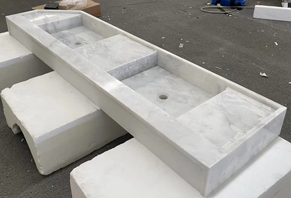 White Marble Integrated Bathroom Sinks